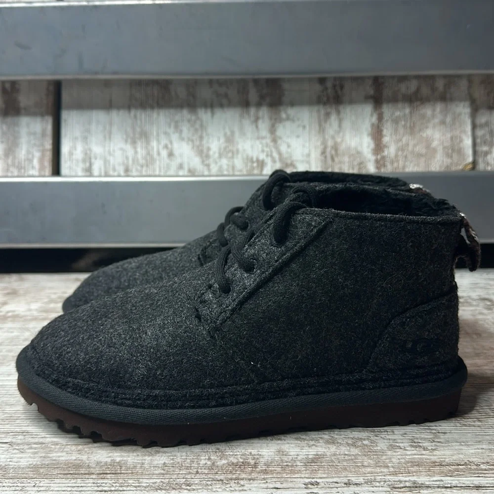 UGG Refelt Neumel Ankle Boots Women’s Size 6 Charcoal Gray Wool Lace Up